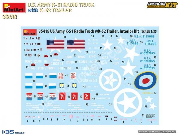 1/35 MiniArt 35418 U.S. Army K51 Radio Truck with K52 Trailer Interior Kit
