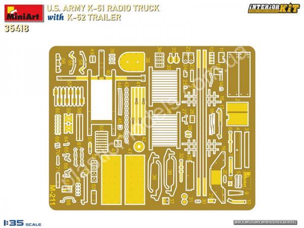 1/35 MiniArt 35418 U.S. Army K51 Radio Truck with K52 Trailer Interior Kit