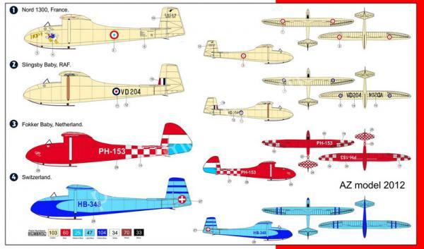 1/72 AZ model 7463 Nord 1300/Slingsby/Fokker Baby IIb 2-in-1