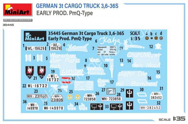 1/35 MiniArt 35445 German 3t Cargo Truck 3,6-36S Early Prod. PmQ-Type