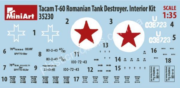 1/35 MiniArt 35230 TACAM T-60 Romanian Tank Destroyer Interior kit