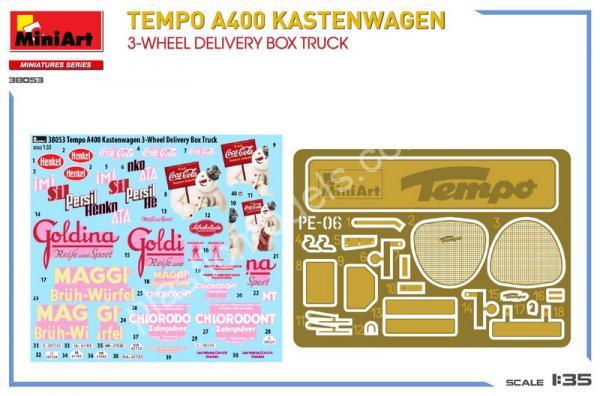 1/35 MiniArt 38053 Tempo A400 Kastenwagen 3-wheel Delivery Box Truck