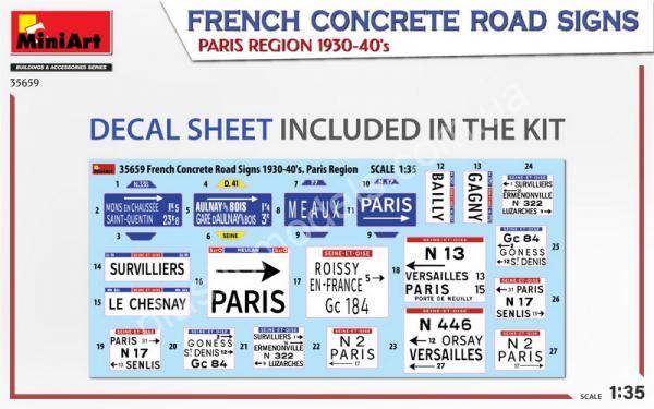 French Concrete Road Signs Paris Region 1930-40's 1/35 MiniArt 35659