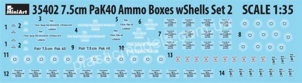 1/35 Mini-art 35402 7.5cm PaK40 Ammo Boxes with Shells, set 2