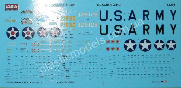 1/48 Academy 12208 P-38F Lightning glacier girl