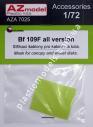 1/72 AZ model AZA 7025 Messerschmitt Bf 109F canopy and wheel disk masks